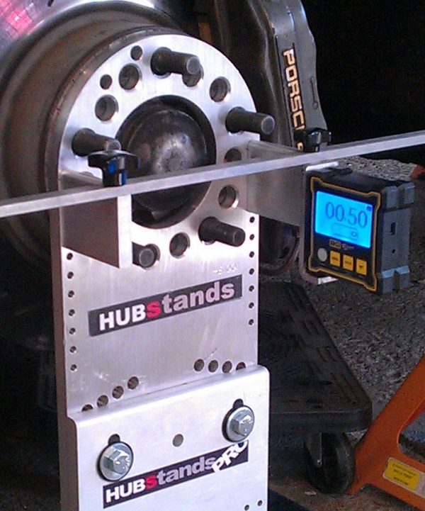 ProHUBStands brand hub stands with BG Racing camber gauge package